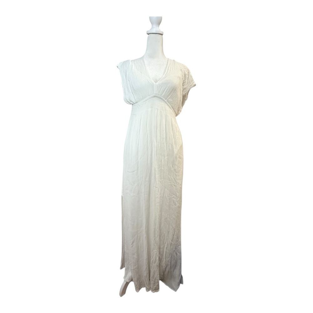 Ella Moss Small White Maxi Dress - Empire Waist Boho Summer Wedding Guest Dress